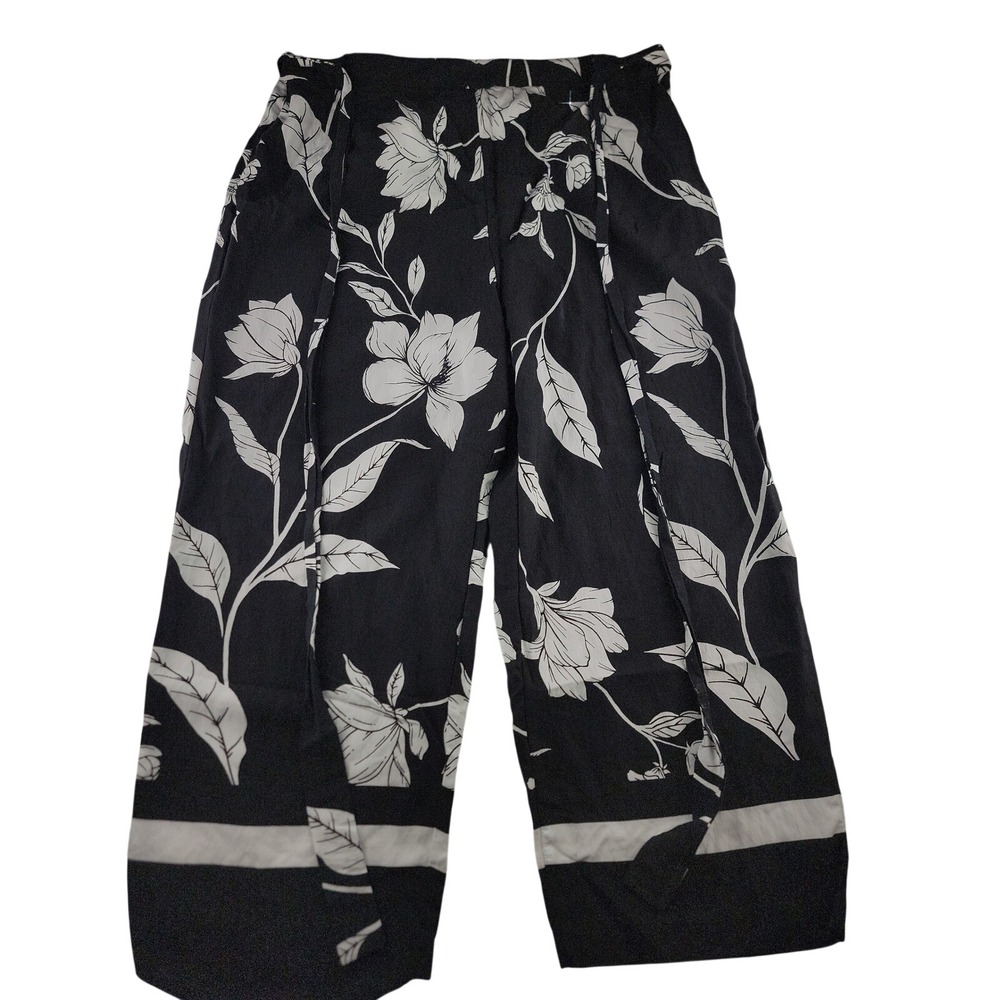Jules & Leopold Black Floral Wide Leg Palazzo Pants L G